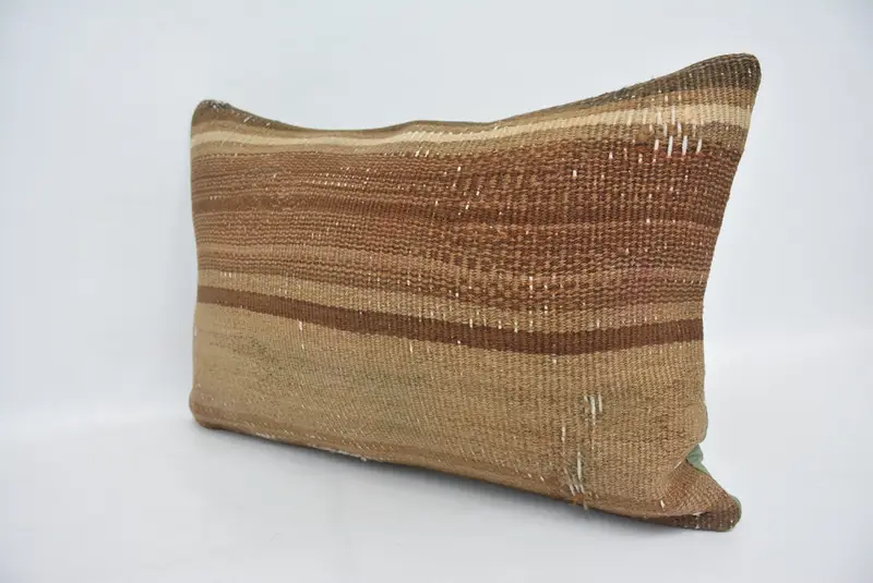 Decorative Cushion Cover, 16x24 Brown Cushion, Cushion Cover, Vintage Kilim Pillow, Ethnical Kilim Rug Pillow, Pillow for Sofa, Outdoor Pillow - 4