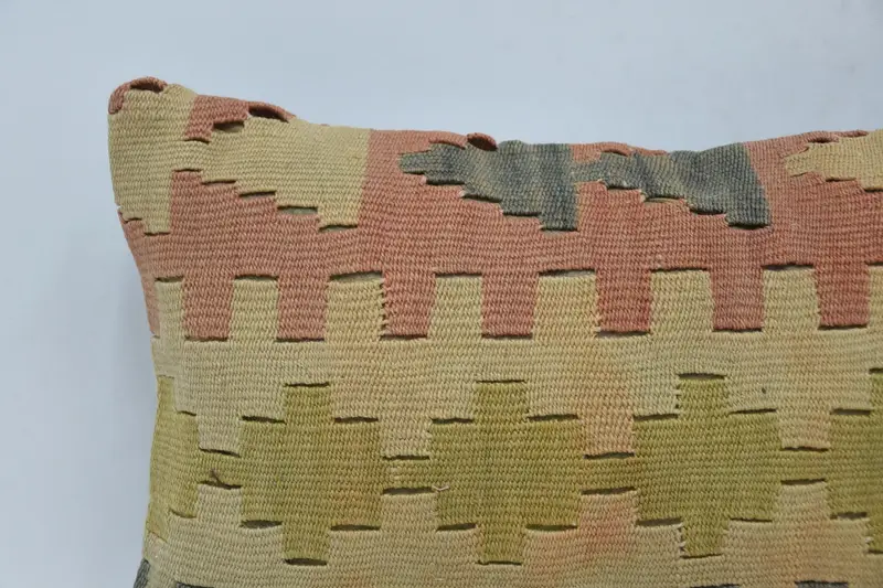 Handwoven Cushion Case, 12x20 Red Cushion Case, Meditation Pillow, Boho Pillow Sham Cover, Vintage Kilim Pillow, Turkish Kilim Pillow, Pillow - 2