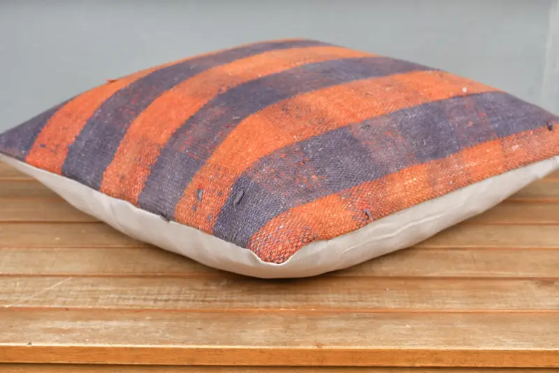 Boho Pillow, 16x16 Orange Pillow Case, Morroccon Kilim Cushion Cushion Case, Bright Pillow Cover, Cushion Cover, Vintage Kilim Pillow, Kilim Pillow - 4