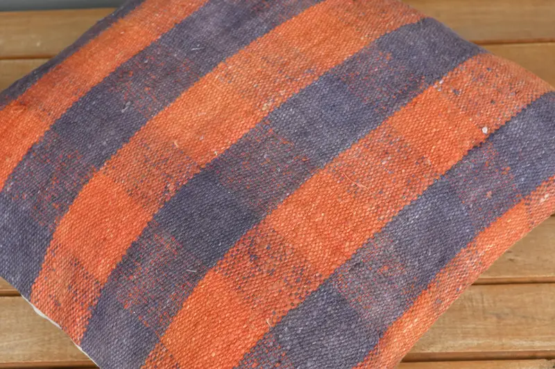 Boho Pillow, 16x16 Orange Pillow Case, Morroccon Kilim Cushion Cushion Case, Bright Pillow Cover, Cushion Cover, Vintage Kilim Pillow, Kilim Pillow - 3