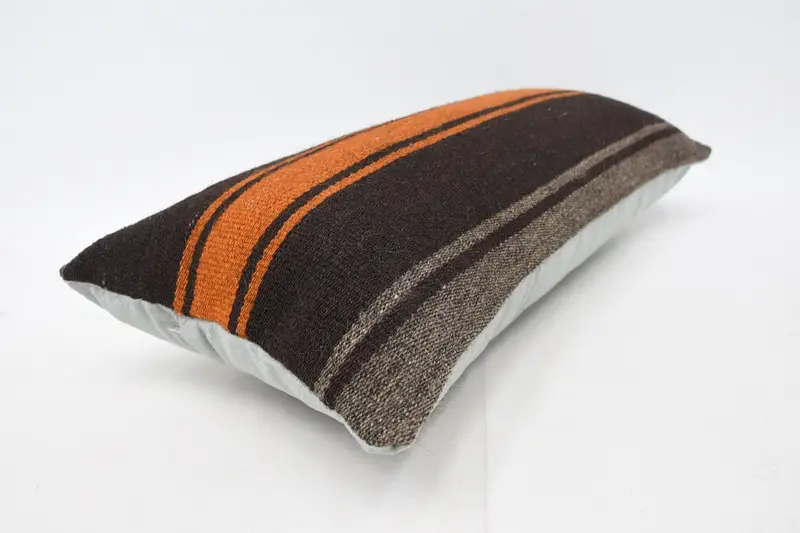 Pillow Case, 12x24 Brown Pillow Cover, Christmas Pillow Case, Boho Pillow Sham Cover, Vintage Kilim Throw Pillow, Throw Kilim Pillow - 6