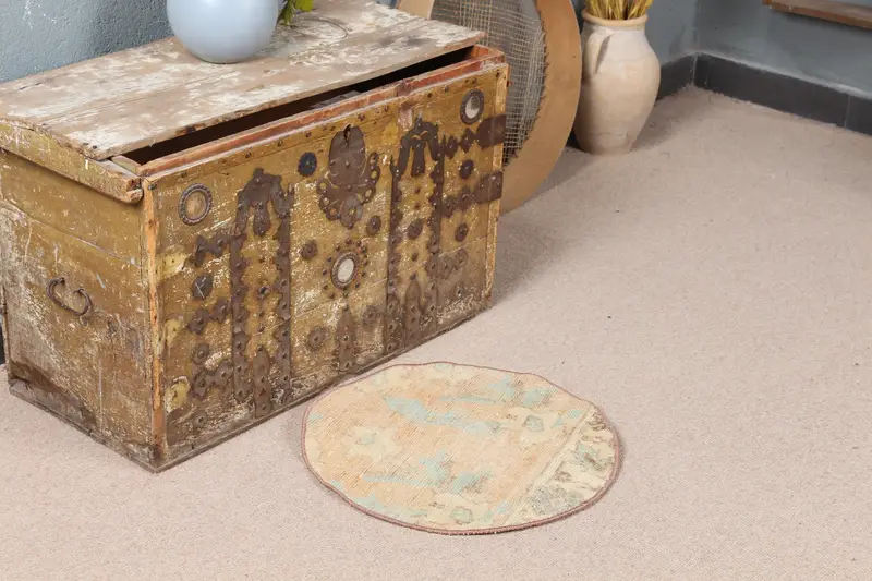 Alfombra Ombré Naranja, 1,7x1,6 ft Acento verde vibrante