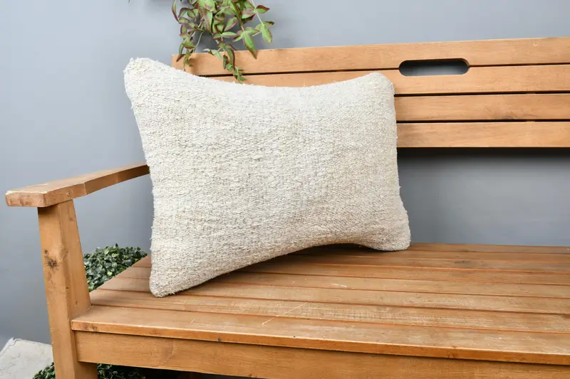 Couch Pillow Sham, Turkish Pillow, Antique Pillows, Tribal Cushion Cover, Pillow Cover, 16x24 Beige Cushion, Vintage Kilim Pillow, Kilim Rug Cushion - 2