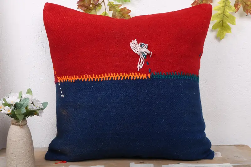 20x20 Red Cushion, Pillow Cover, Handmade Kilim Cushion, Vintage Kilim Pillow Pillow Sham, Gift Pillow, Boho Pillow Sham Cover - 2