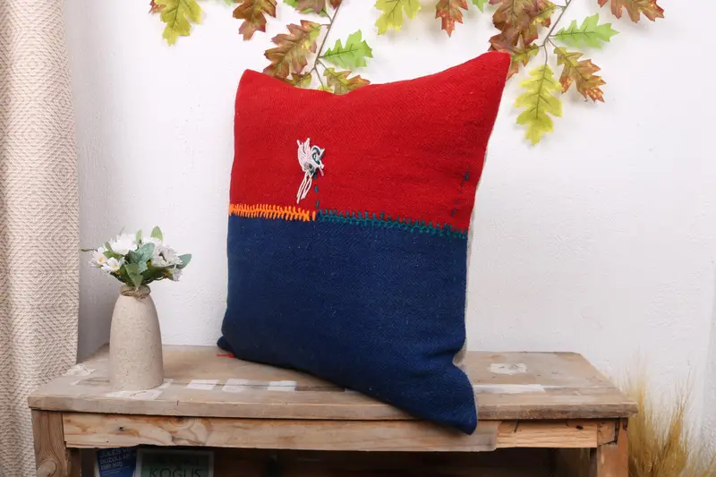 20x20 Red Cushion, Pillow Cover, Handmade Kilim Cushion, Vintage Kilim Pillow Pillow Sham, Gift Pillow, Boho Pillow Sham Cover - 4