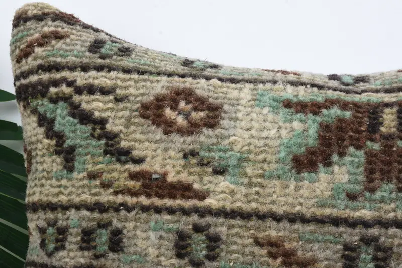 Pillow Sham, 16x16 Green Pillow Case, Vintage Kilim Throw Pillow, Aesthetic Pillow Sham, Kilim Pillow Cover, Accent Pillow Sham, Throw Kilim Pillow - 2