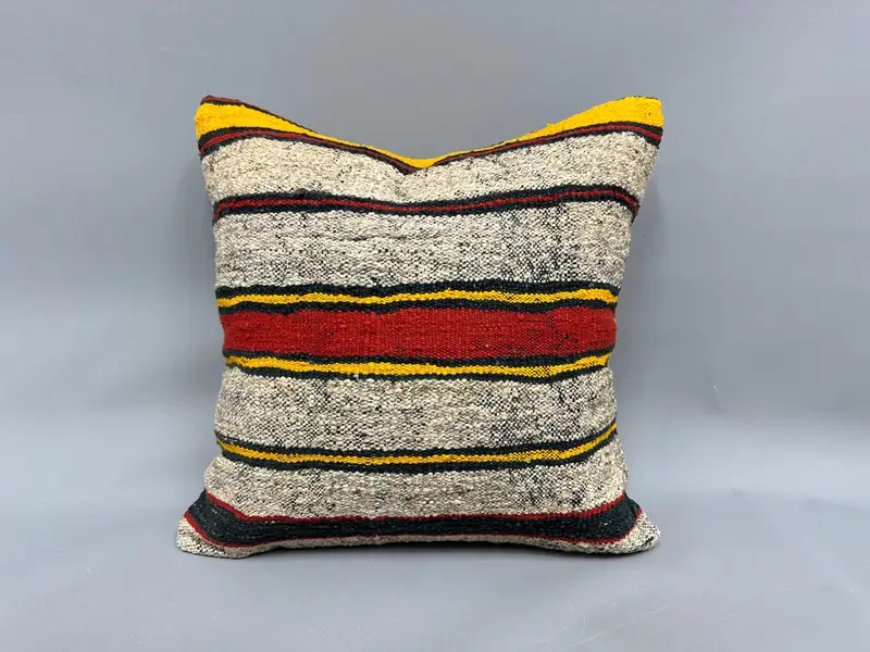 Decorative Pillow Case, 18x18 White Cushion Cover, Vintage Kilim Throw Pillow, Bench Pillow Cover, Gift Pillow, Turkish Kilim Pillow, Pillow Case - 4