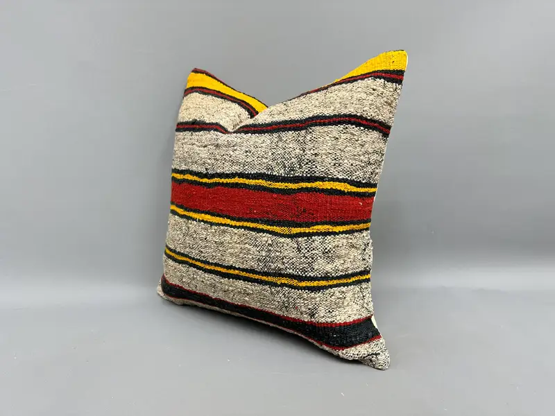 Decorative Pillow Case, 18x18 White Cushion Cover, Vintage Kilim Throw Pillow, Bench Pillow Cover, Gift Pillow, Turkish Kilim Pillow, Pillow Case - 3