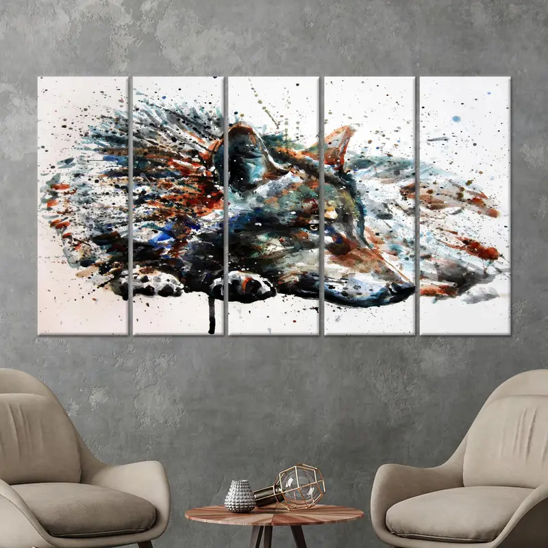 Wolf Painting Print, Wolf Canvas, Modern Wall Art, Abstract Wall Art, Wolf Lover Gift, Loft Wall Decor, Man Cave Wall Decor, Canvas Art, - 1