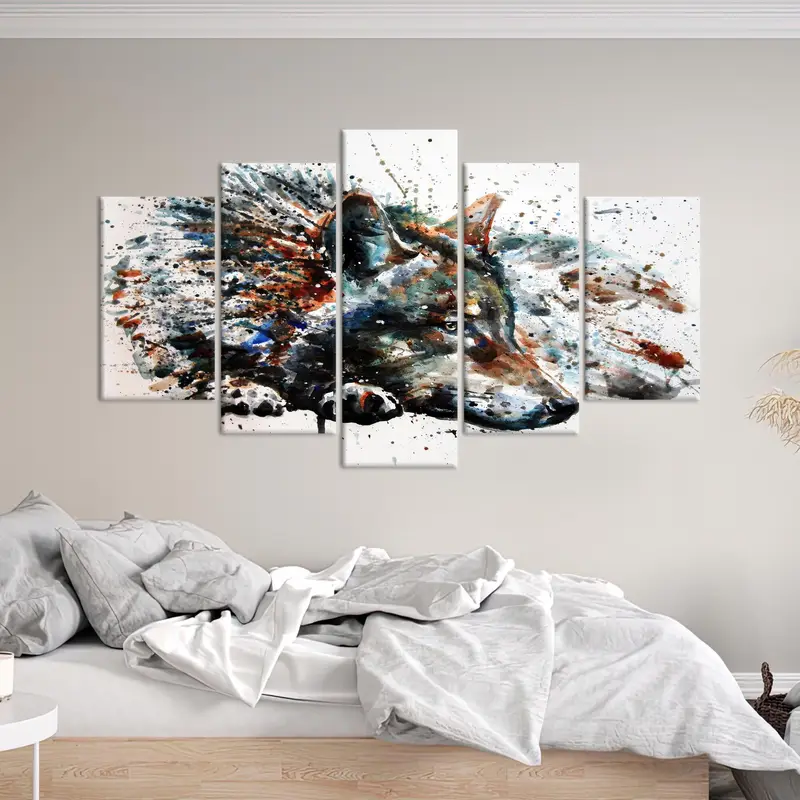 Wolf Painting Print, Wolf Canvas, Modern Wall Art, Abstract Wall Art, Wolf Lover Gift, Loft Wall Decor, Man Cave Wall Decor, Canvas Art, - 6