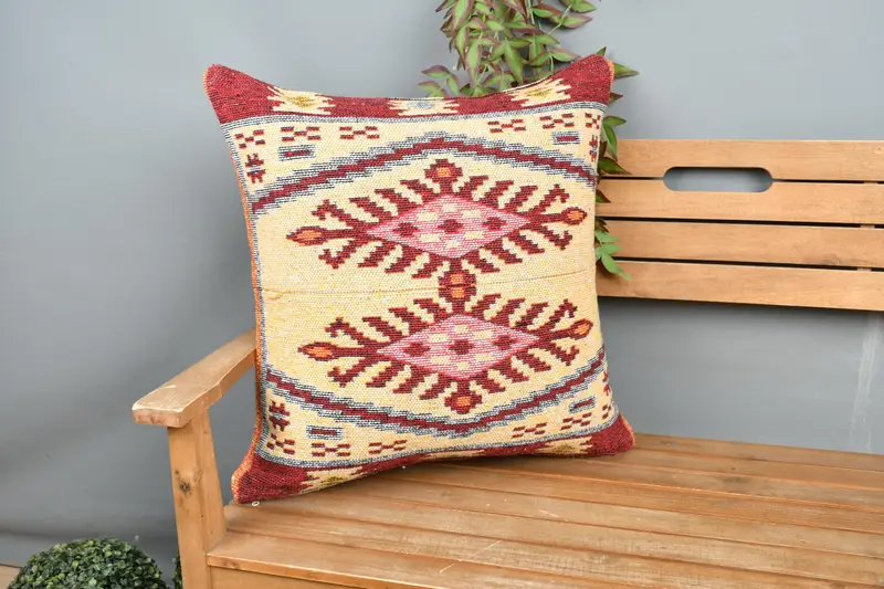 Almohada bordada geométrica, almohada decorativa 24x24 pulgadas
