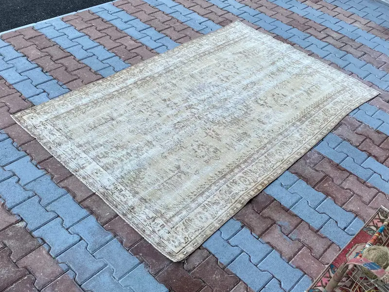 Elegante alfombra floral beige y marrón, decoración elegante de 5x7 pies