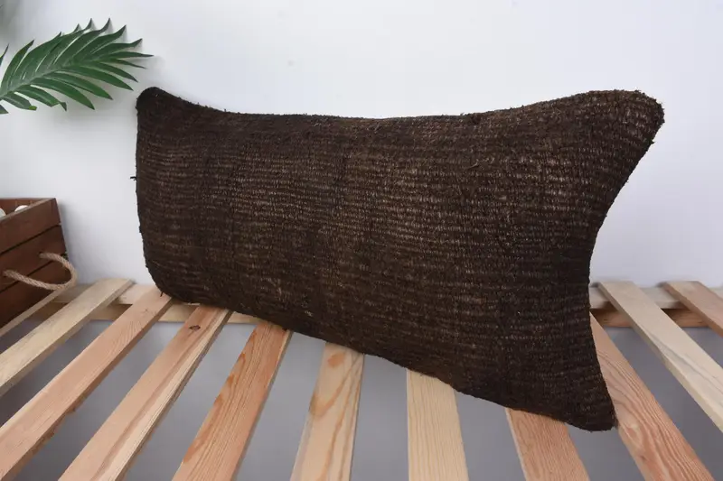 Pattern Throw Pillow Cover, 12x24 Brown Pillow, Pillow for Sofa, Vintage Pillow, Retro Pillow Sham, Pillow, Yoga Pillow, Handmade Kilim Cushion - 4