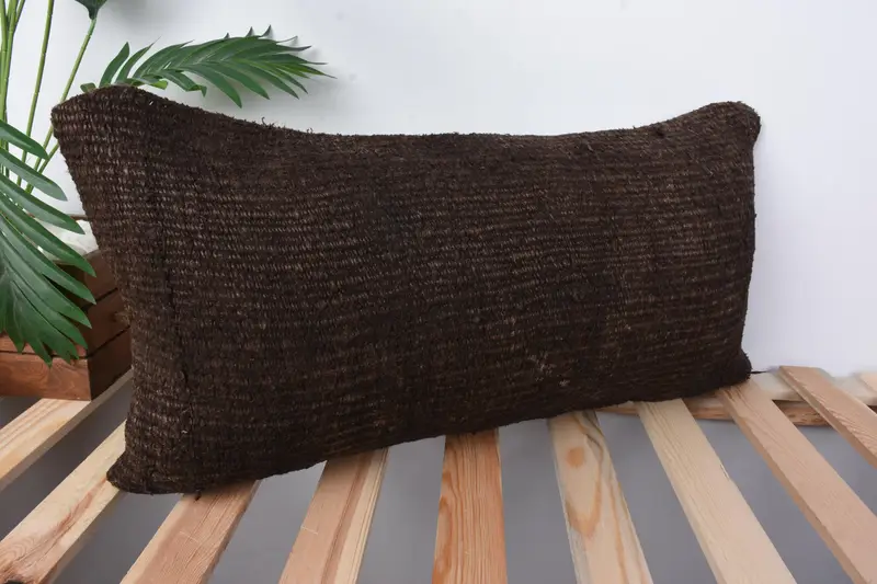 Pattern Throw Pillow Cover, 12x24 Brown Pillow, Pillow for Sofa, Vintage Pillow, Retro Pillow Sham, Pillow, Yoga Pillow, Handmade Kilim Cushion - 5
