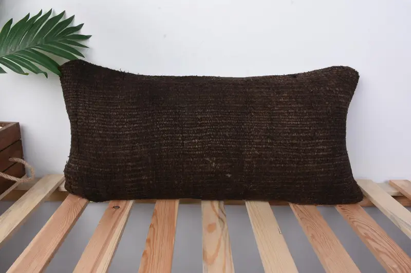 Pattern Throw Pillow Cover, 12x24 Brown Pillow, Pillow for Sofa, Vintage Pillow, Retro Pillow Sham, Pillow, Yoga Pillow, Handmade Kilim Cushion - 1