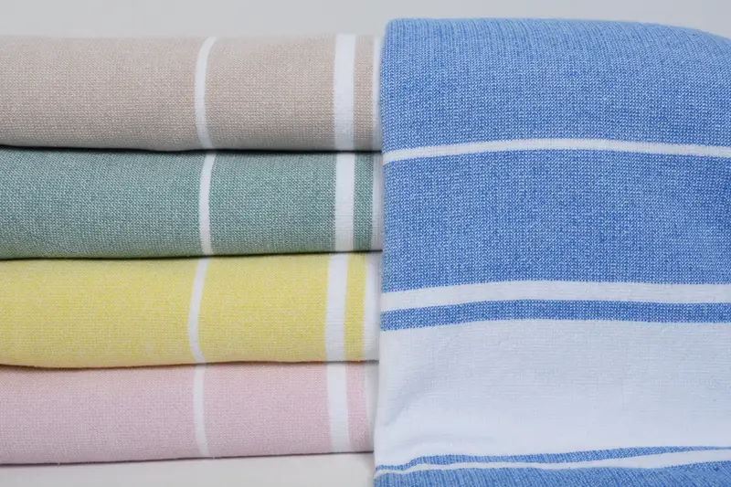 Bridal Shower Gifts, Best Friend Wedding Gift, Beach towel, Organic Turkish towel, Bridesmaid Gifts, Guest Towel, 68x36 Cotton Striped Terry Towel - 1
