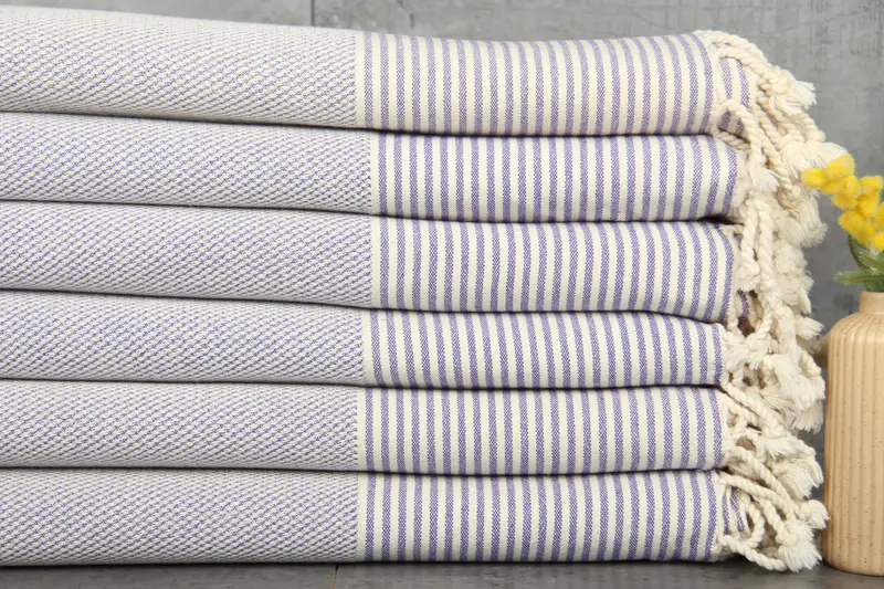 Turkish Beach Towel Personalized Purple Stripes, 36x71 Inches