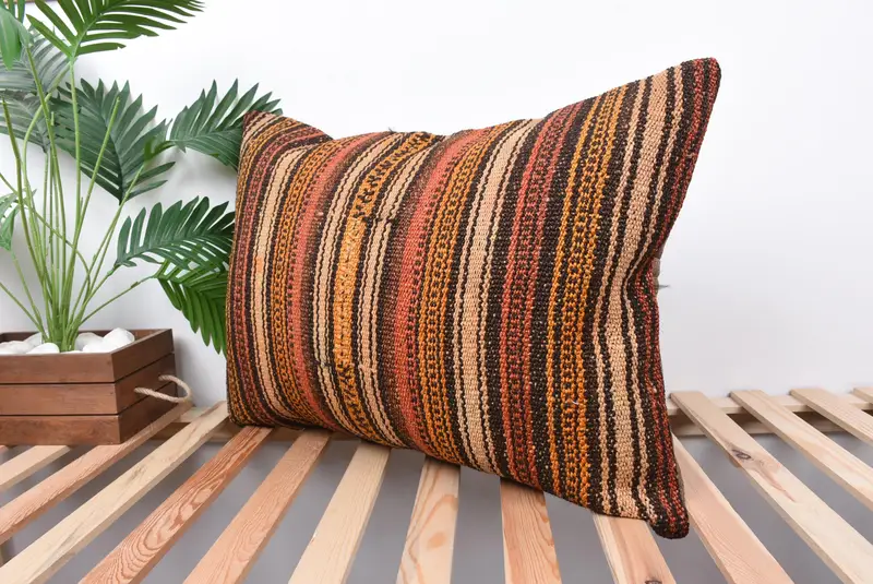 Cushion, Vintage Kilim Throw Pillow, Handwoven Pillow Cover Pillow Sham, Boho Pillow Sham Cover, 20x28 Red Pillow, Kilim Pillow - 5