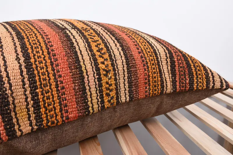 Cushion, Vintage Kilim Throw Pillow, Handwoven Pillow Cover Pillow Sham, Boho Pillow Sham Cover, 20x28 Red Pillow, Kilim Pillow - 7