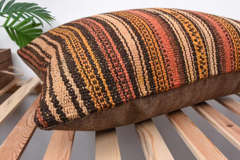 Cushion, Vintage Kilim Throw Pillow, Handwoven Pillow Cover Pillow Sham, Boho Pillow Sham Cover, 20x28 Red Pillow, Kilim Pillow - 6
