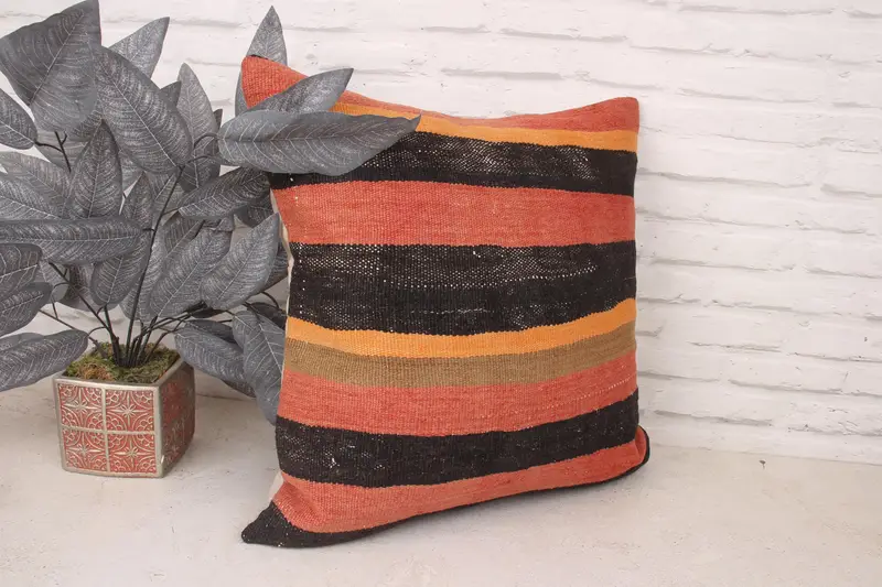 Cushion, Pillow for Couch, Decorative Cushion Case, 20x20 Red Cushion Cover, Vintage Kilim Pillow, Kilim Cushion Sham, Outdoor Throw Cushion - 3