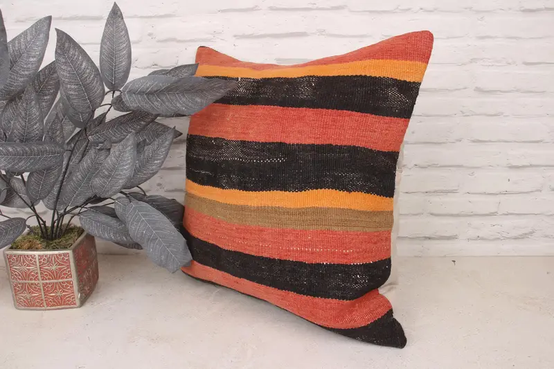 Cushion, Pillow for Couch, Decorative Cushion Case, 20x20 Red Cushion Cover, Vintage Kilim Pillow, Kilim Cushion Sham, Outdoor Throw Cushion - 4