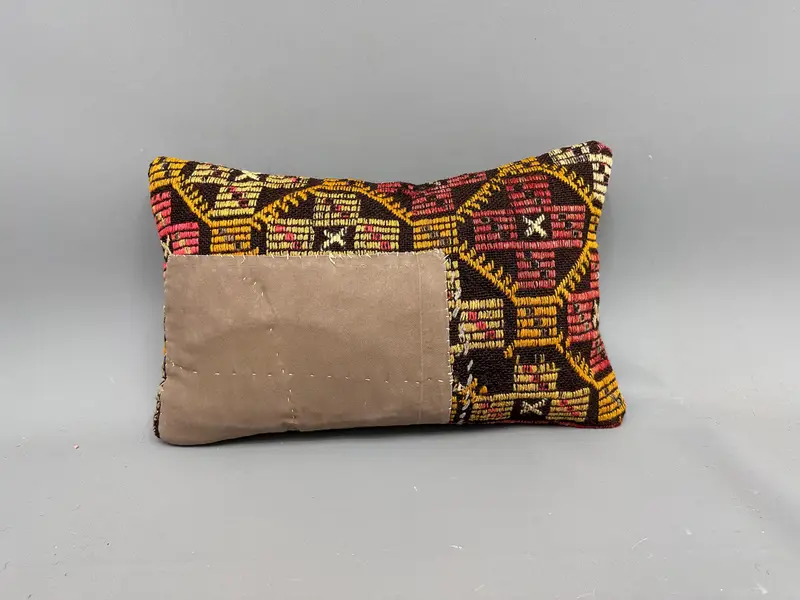 Pillow Sham, Office Chair Cushion, Vintage Kilim Pillow, Boho Pillow, Square Throw Pillow Sham, 12x20 Beige Pillow, Home Decor Pillow - 4