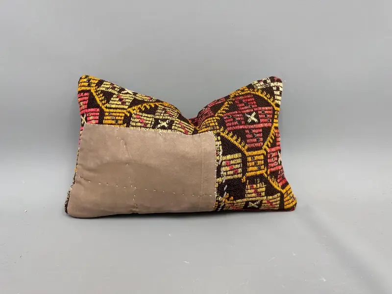 Pillow Sham, Office Chair Cushion, Vintage Kilim Pillow, Boho Pillow, Square Throw Pillow Sham, 12x20 Beige Pillow, Home Decor Pillow - 1