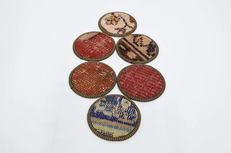 Red and Bronze Coasters, Durable and Stylish Coaster Set