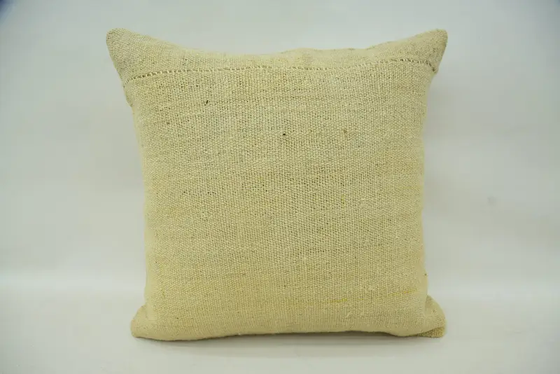 Contemporary Vintage Beige Cushion, Woven Antique Plaid Square Hostess Gift Pillow Cover - 1