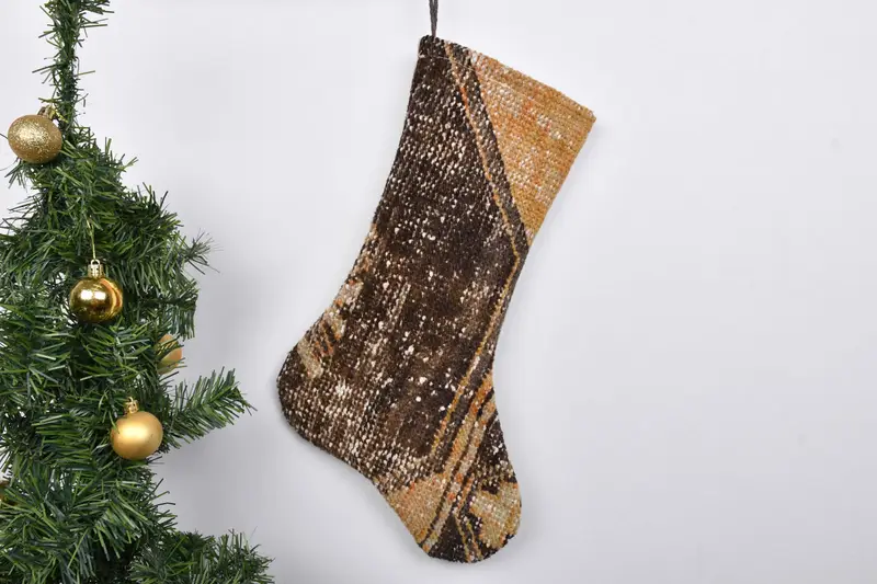 Patrón de adornos navideños, calcetín navideño de lujo de 7 pulgadas de ancho