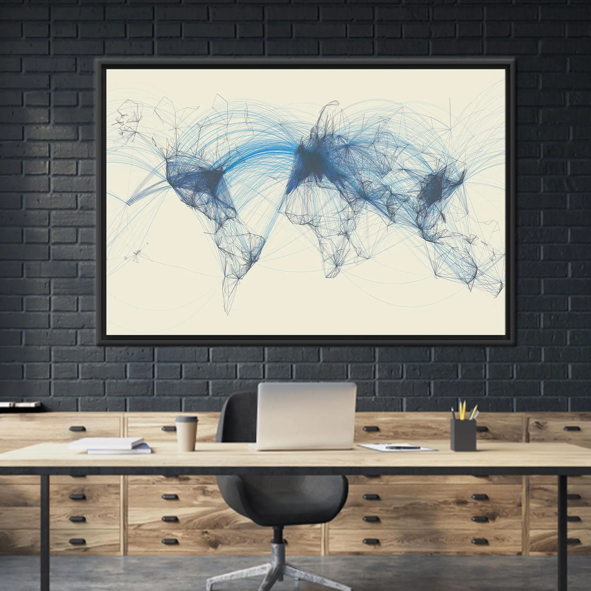 Elegant Printed Canvas: Abstract Aviation Map Art - 1