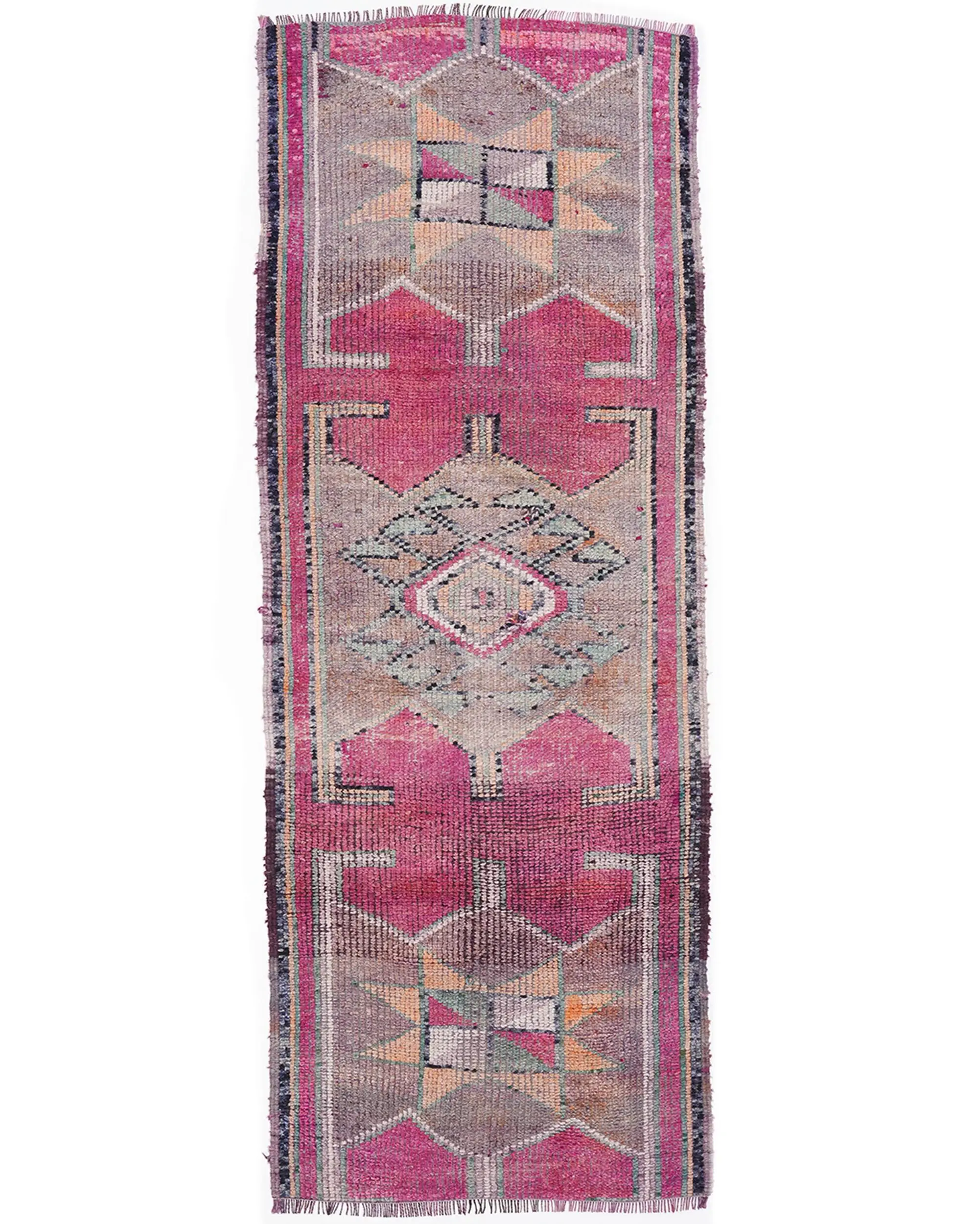 Vintage 3.1x8.3 ft Rug, Herki Turkish Rug, Red Polka dot Wool Rug - 1