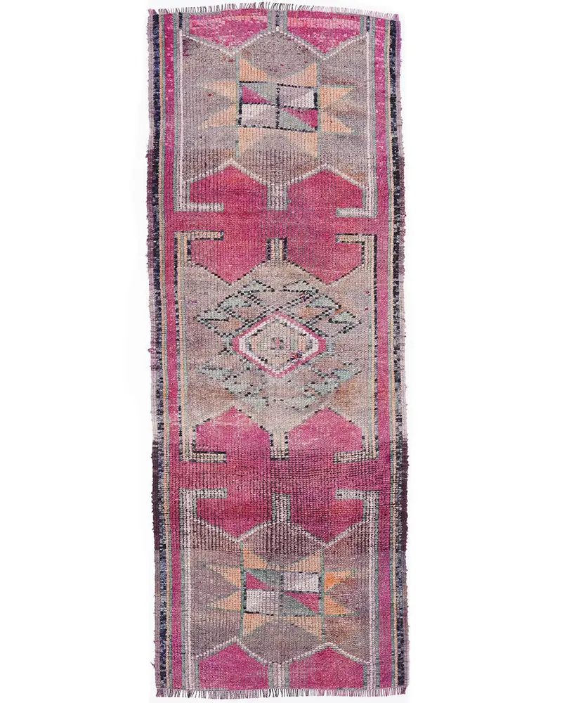 Pembe ve Turuncu Puantiyeli Halı, 3,1x8,3 ft