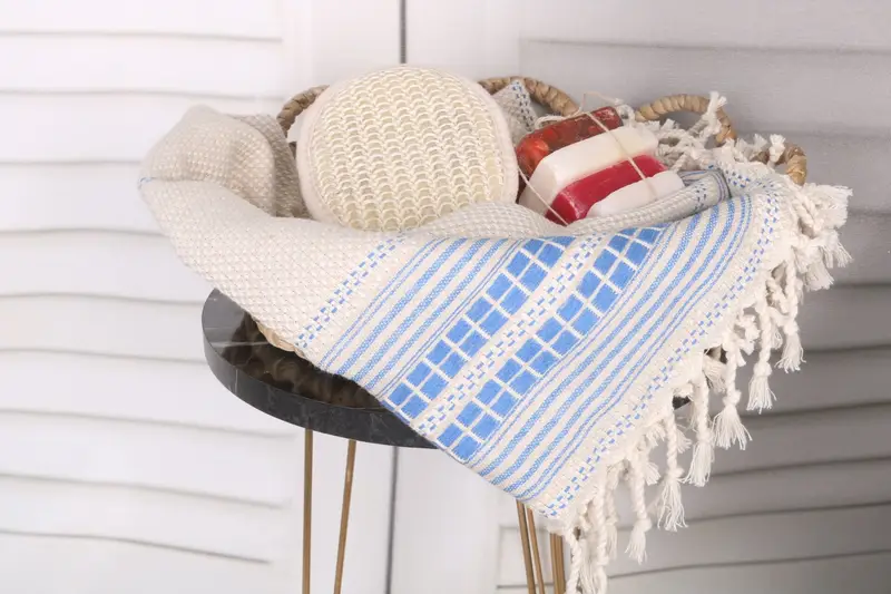 Quick-Dry Beach Towel, 68x40 Linen Striped Towel, Lightweight towel, Bath towel, Best Friend Christmas Gift, Luxury Turkish beach towel with fringe - 2