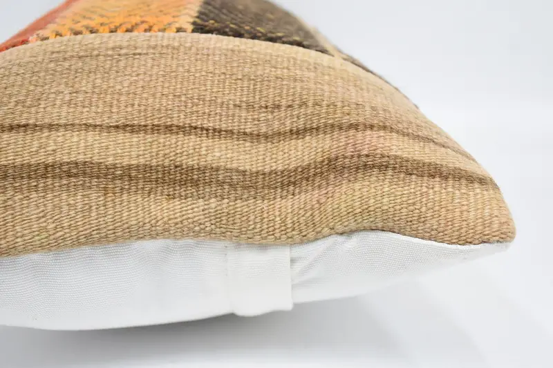 Pillow Cover, Boho Chic Cushion Cover, Ethnical Kilim Rug Pillow, Vintage Kilim Throw Pillow, 12x24 Brown Cushion Cover, Vintage Pillow - 5