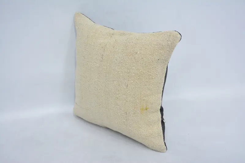 Handmade Cushion Case, Vintage Pillow, Kilim Pillow Cover, Outdoor Cushion Case, Boho Pillow Sham Cover, Cushion Cover, 14x14 Beige Cushion Case - 4