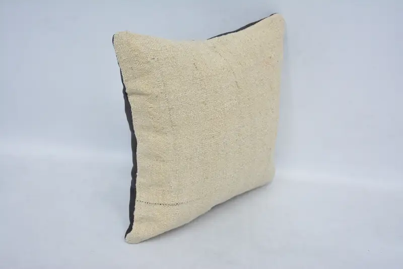 Handmade Cushion Case, Vintage Pillow, Kilim Pillow Cover, Outdoor Cushion Case, Boho Pillow Sham Cover, Cushion Cover, 14x14 Beige Cushion Case - 3