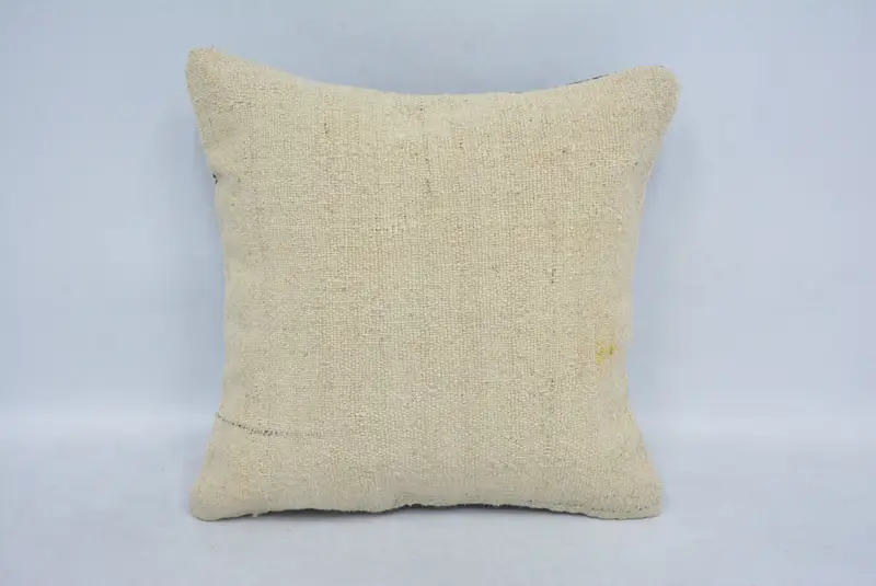 Handmade Cushion Case, Vintage Pillow, Kilim Pillow Cover, Outdoor Cushion Case, Boho Pillow Sham Cover, Cushion Cover, 14x14 Beige Cushion Case - 1