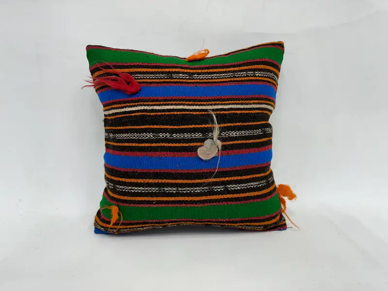 Antique Pillows, Throw Kilim Pillow, Turkish Kilim Pillow, 18x18 Green Cushion Case, Pattern Throw Cushion, Cushion - 1