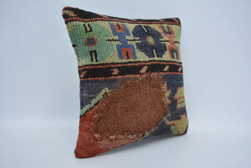 Vintage Kilim Pillow, Gift Pillow, Seat Cushion Case, 14x14 Brown Pillow Cover, Vintage Kilim Throw Pillow, Pillow Case, Ethnic Throw Pillow Sham - 3