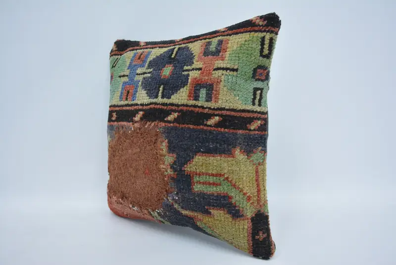 Vintage Kilim Pillow, Gift Pillow, Seat Cushion Case, 14x14 Brown Pillow Cover, Vintage Kilim Throw Pillow, Pillow Case, Ethnic Throw Pillow Sham - 4