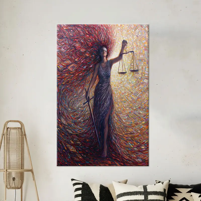 Tuval Baskı Adalet Tanrıçası: Renkli Kadın
