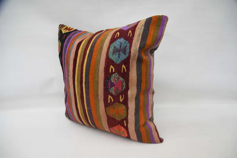 Vintage Kilim Pillow Pillow Cover, Interior Designer Pillow, Kilim Cushion Sham, 32x32 Yellow Pillow Case, Pillow Sham, Pillow for Couch - 6