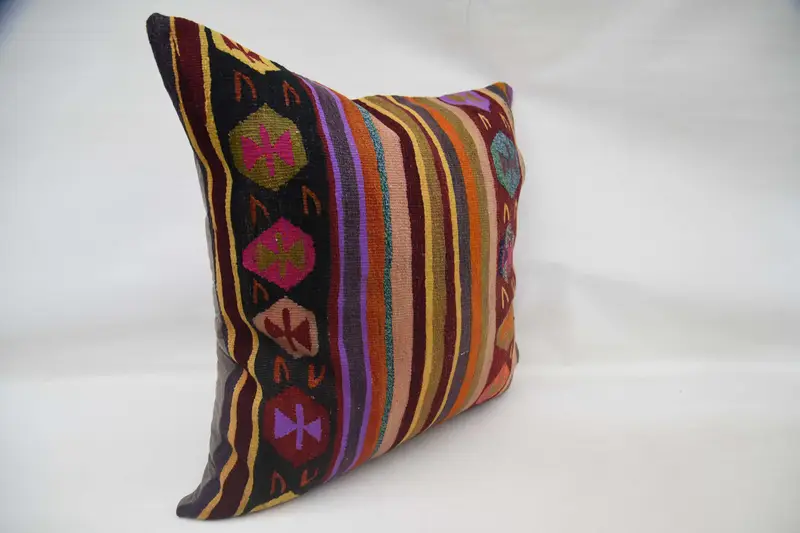 Vintage Kilim Pillow Pillow Cover, Interior Designer Pillow, Kilim Cushion Sham, 32x32 Yellow Pillow Case, Pillow Sham, Pillow for Couch - 3