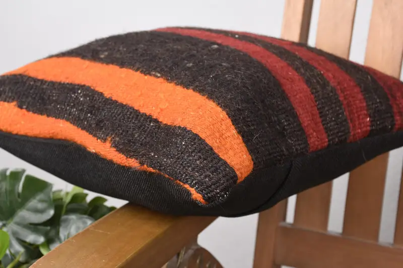 Pillow, Pillow for Couch, Vintage Kilim Throw Pillow, 14x14 Red Pillow Case, Turkish Pillow, Bolster Pillow Sham, Bohemian Cushion Pillow - 6
