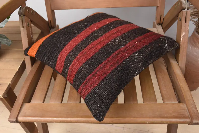 Pillow, Pillow for Couch, Vintage Kilim Throw Pillow, 14x14 Red Pillow Case, Turkish Pillow, Bolster Pillow Sham, Bohemian Cushion Pillow - 4