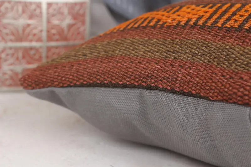 12x12 Brown Cushion, Vintage Kilim Pillow, Shabby Chic Cushion, Pillow for Couch, Farmhouse Pillow Sham, Boho Pillow Sham Cover, Cushion Cover - 7