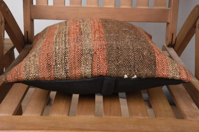 Turkish Pillow, Cushion Case, Ethnic Pillow Cover Pillow, 14x14 Brown Cushion, Vintage Kilim Pillow, Office Chair Pillow, Antique Pillows - 6