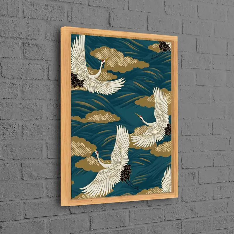 エレガントなタンチョウ鳥の抽象的なキャンバス プリント